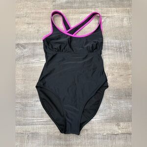George Black One Piece with Pink Trim